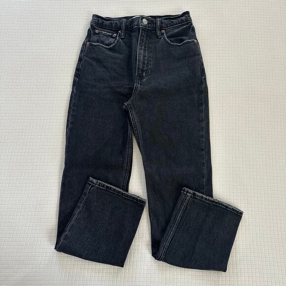 Abercrombie & Fitch Dark Grey Women Denim Ankle Straight High Rise Size 25 /0 - Picture 1 of 11